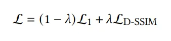 Loss function: ℒ = (1 − λ)ℒ₁ + λℒ_D-SSIM